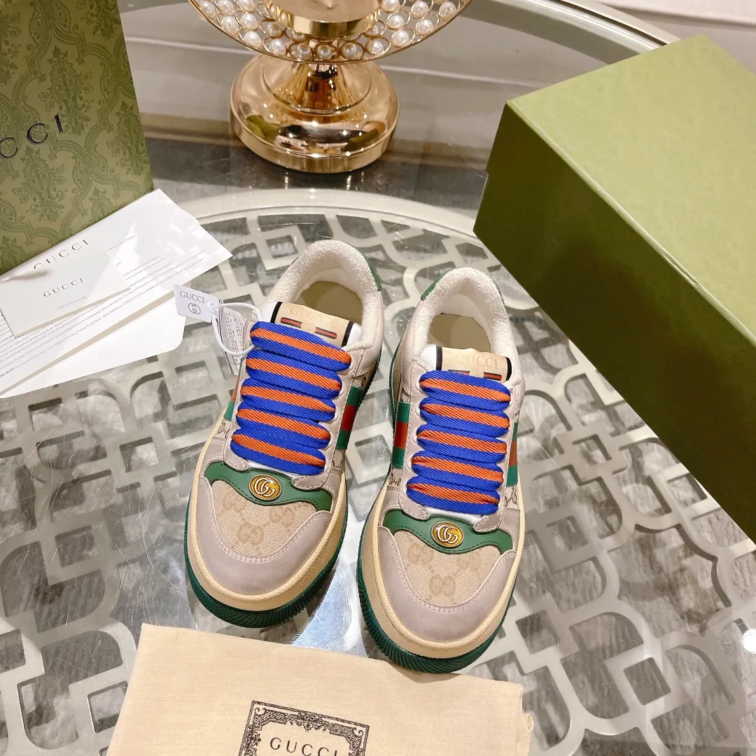 👟👟Ex-factory price 520👟👟 Women's shoes Women's clothing Women's shoes Women's clothing Gucci's latest chubby thick-soled dirty shoes~~Couple's casual shoes, 6cm height increasing shoes~~ 🔥Best, short boy, really good-looking♥️ The upper is made of polished cowhide stitched with classic double G fabric. The terry cloth is delicate and sweat-absorbent and breathable. The foot pad is integrated with latex injection molding. Private mold 6cm thick T👟👟Ex-factory price U two-color bottom Size: 35-40 Male 39-45/full size (45 custom-made, non-refundable) Comes with a full set of packaging